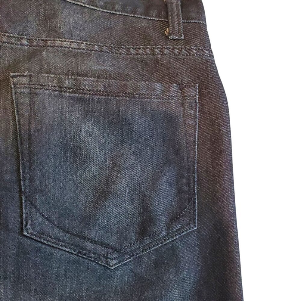 PD&C Mens Distressed Blue Jeans Slim Straight Dark Wash 5-Pocket - Picture 8 of 11